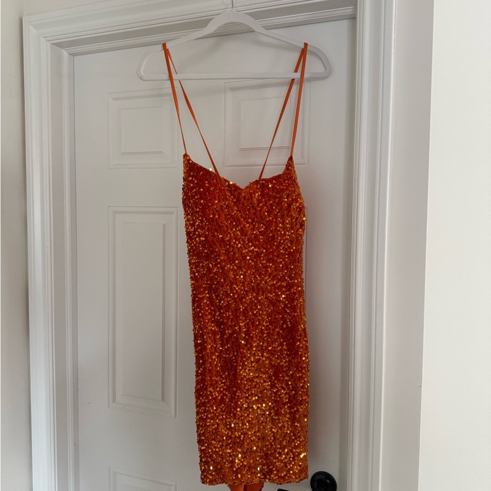 Sequin Orange Dress
